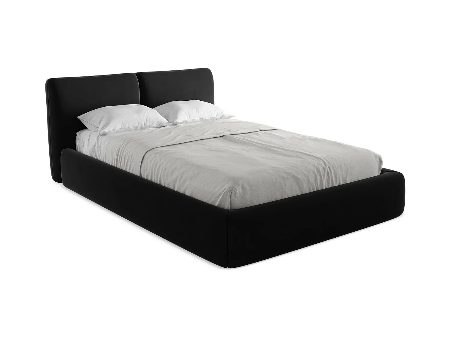 Bett mit Bettkasten - 160 x 228 - Samt - Schwarz - HOKU