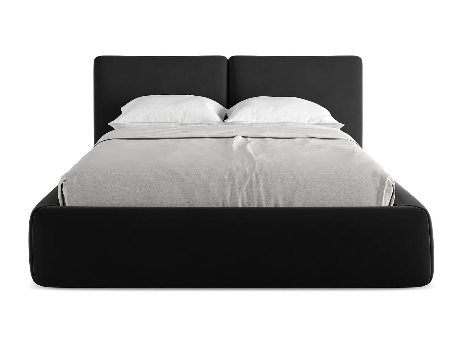 Lit coffre en velours 140 x 200 - noir - HOKU