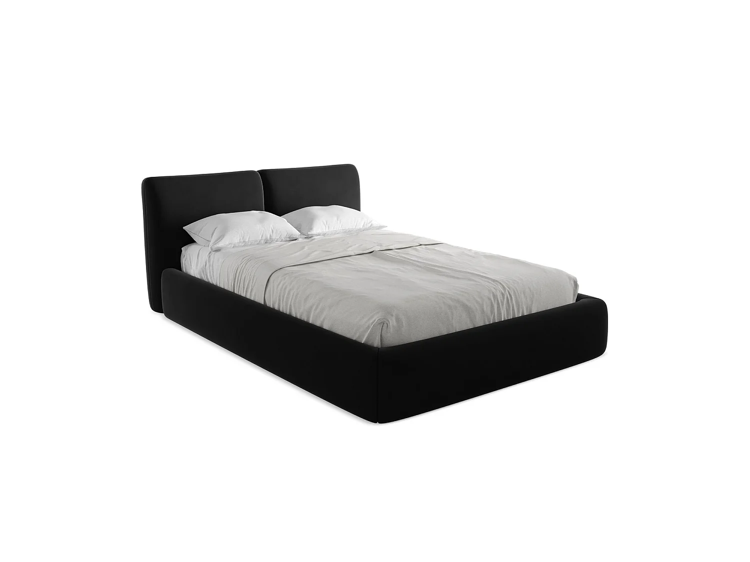 Lit coffre en velours 160 x 228 - noir - MILANO