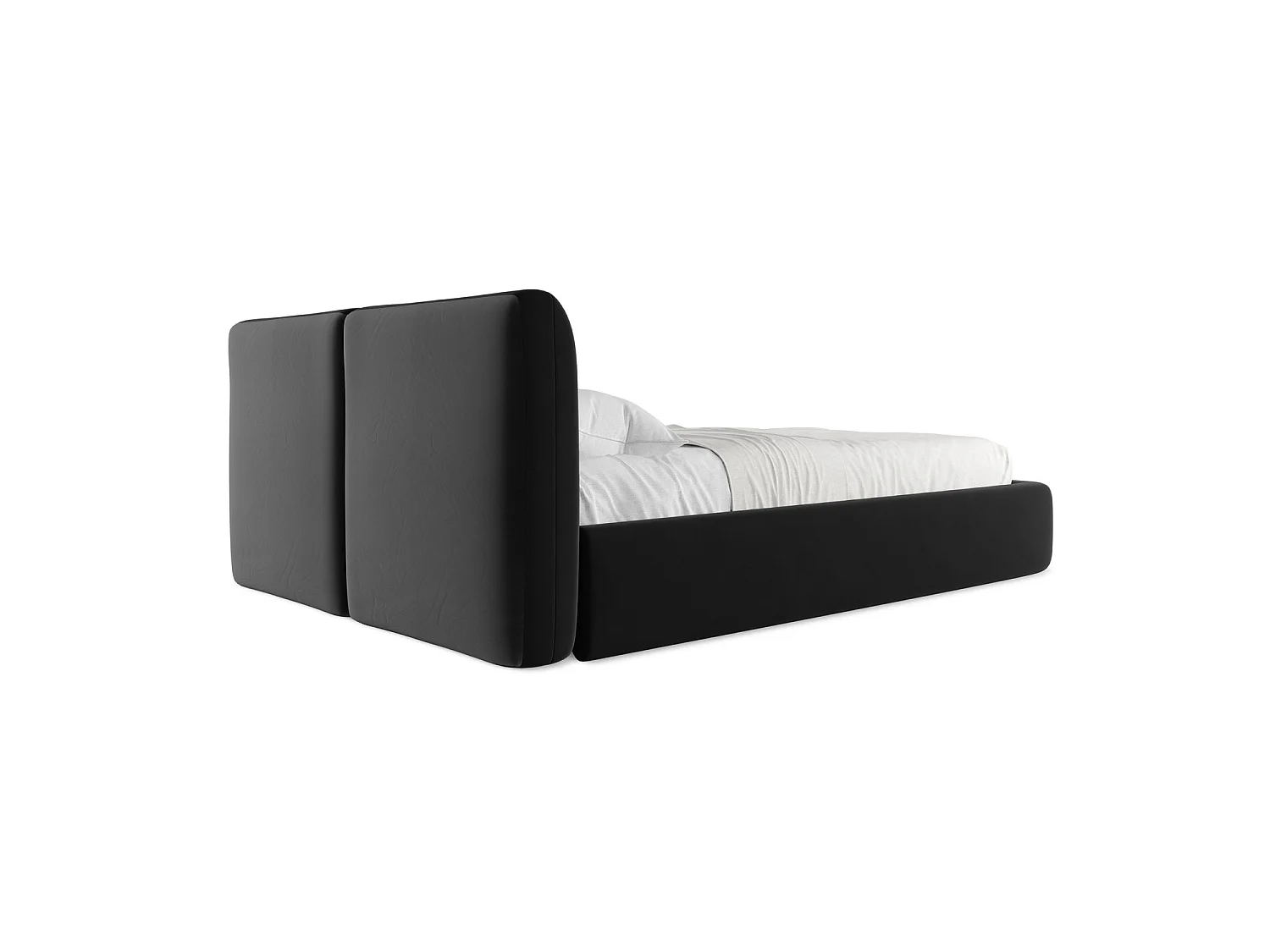 Lit coffre en velours 160 x 228 - noir - MILANO