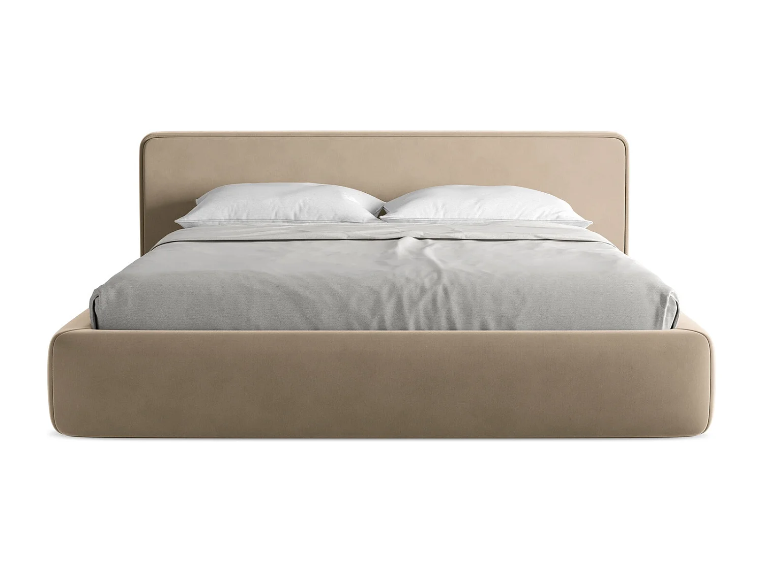 Bed met opbergruimte 220 x 225 - velours - lichtbeige - KIANA