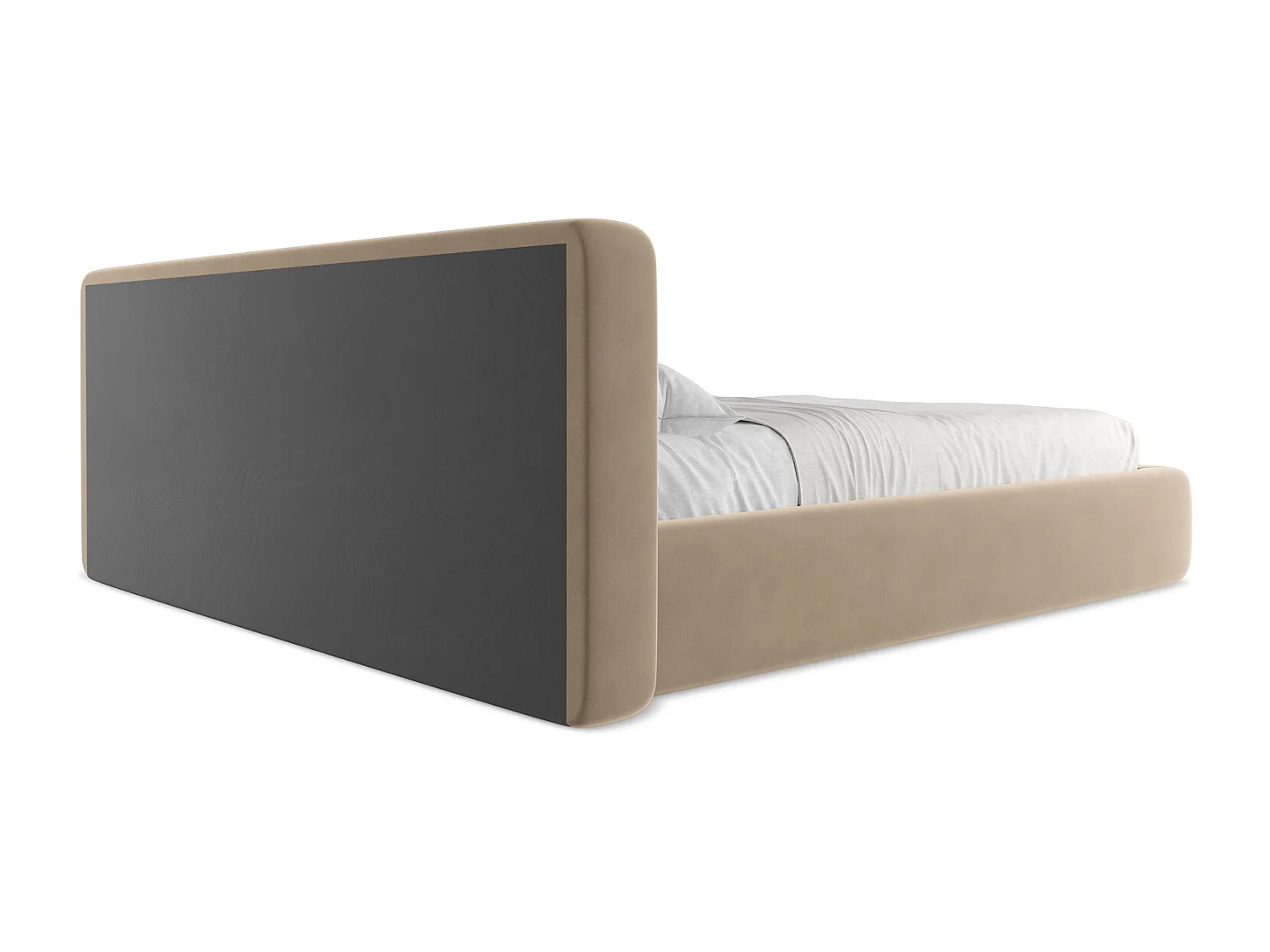 Bed met opbergruimte 220 x 225 - velours - lichtbeige - KIANA