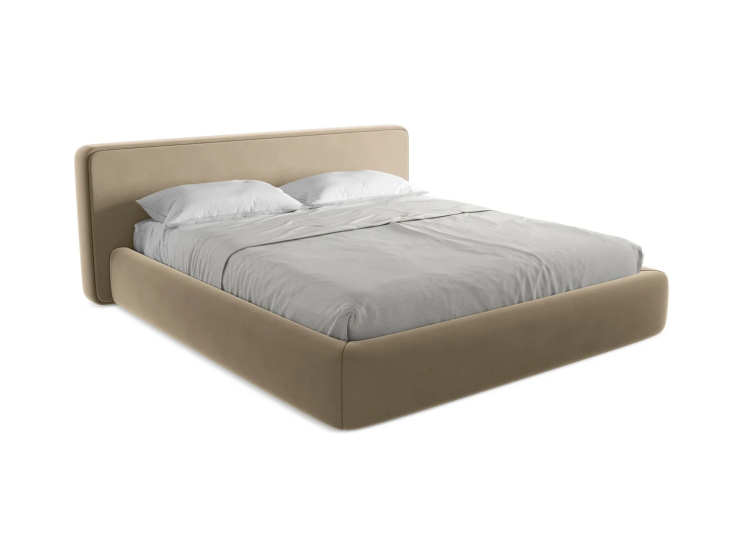 Bed met opbergruimte 220 x 225 - velours - lichtbeige - KIANA