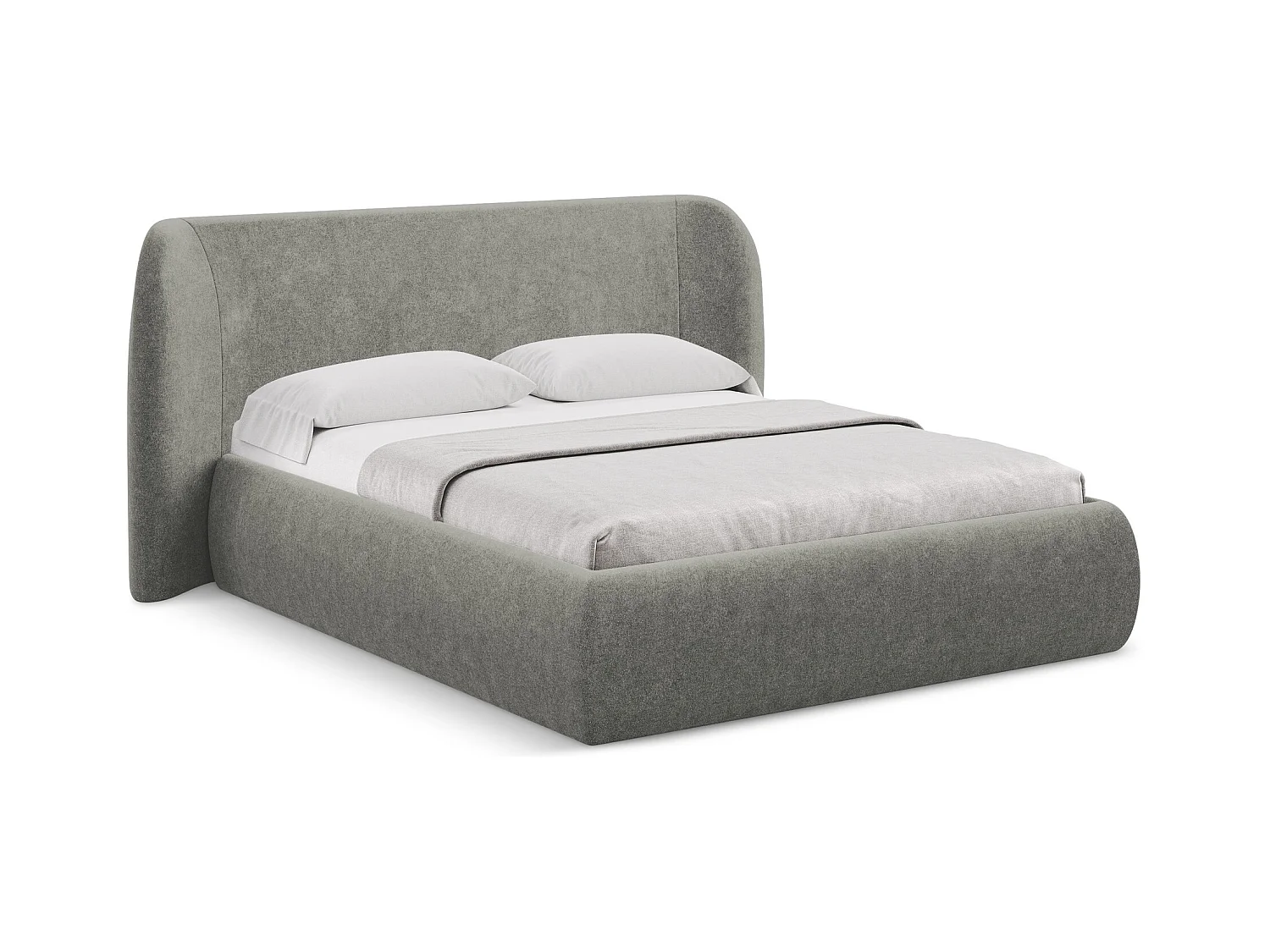 Bett mit Bettkasten - 210 x 215 - Bouclé - Elefant - HAUKE