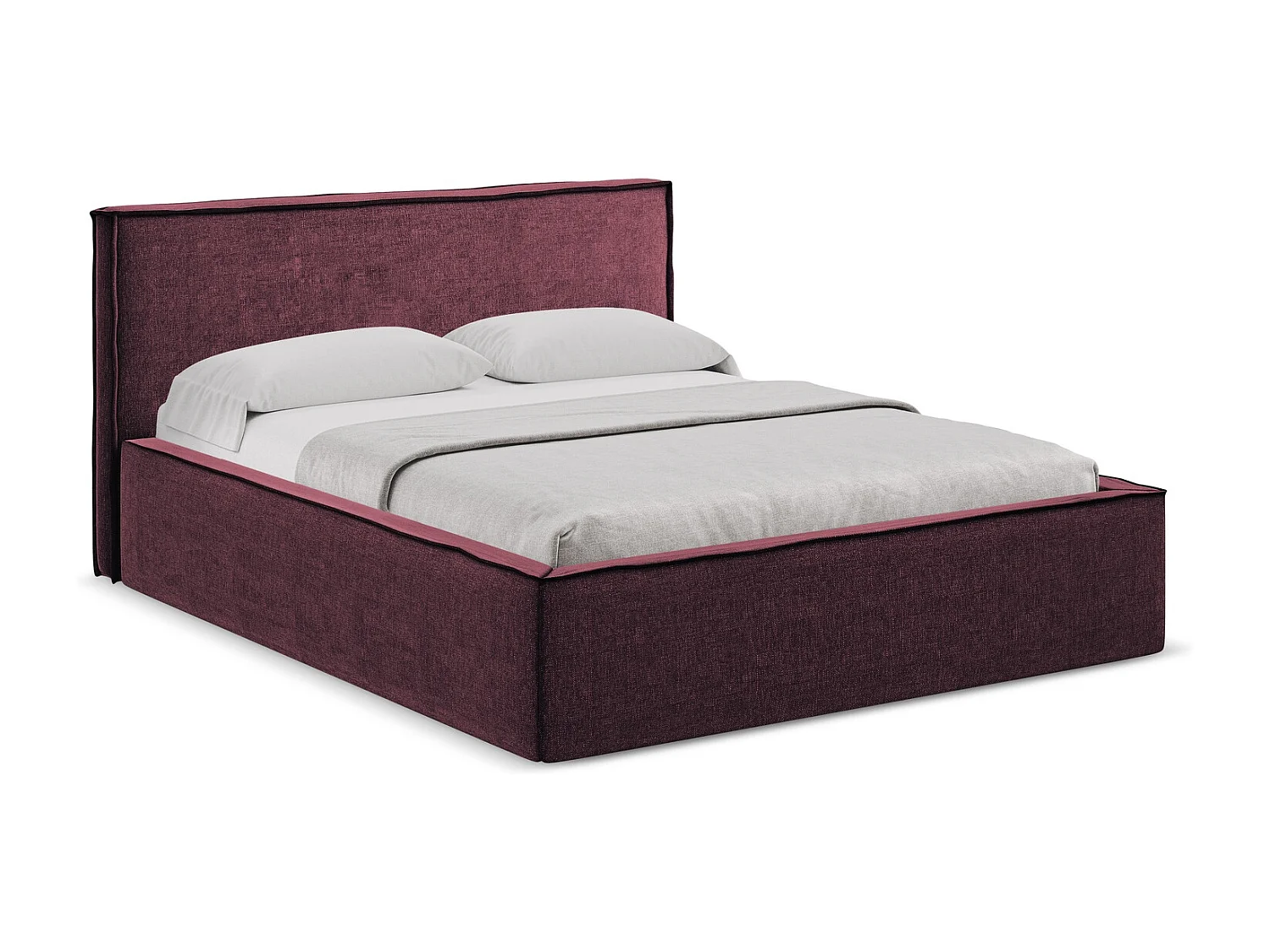 Bed met opbergruimte 180 x 228 - chenille stof - bordeaux - ANANI