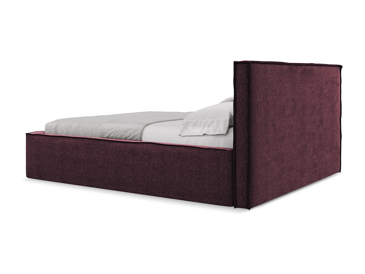 Lit coffre en tissu chenille 160 x 200 - bordeaux - ANANI
