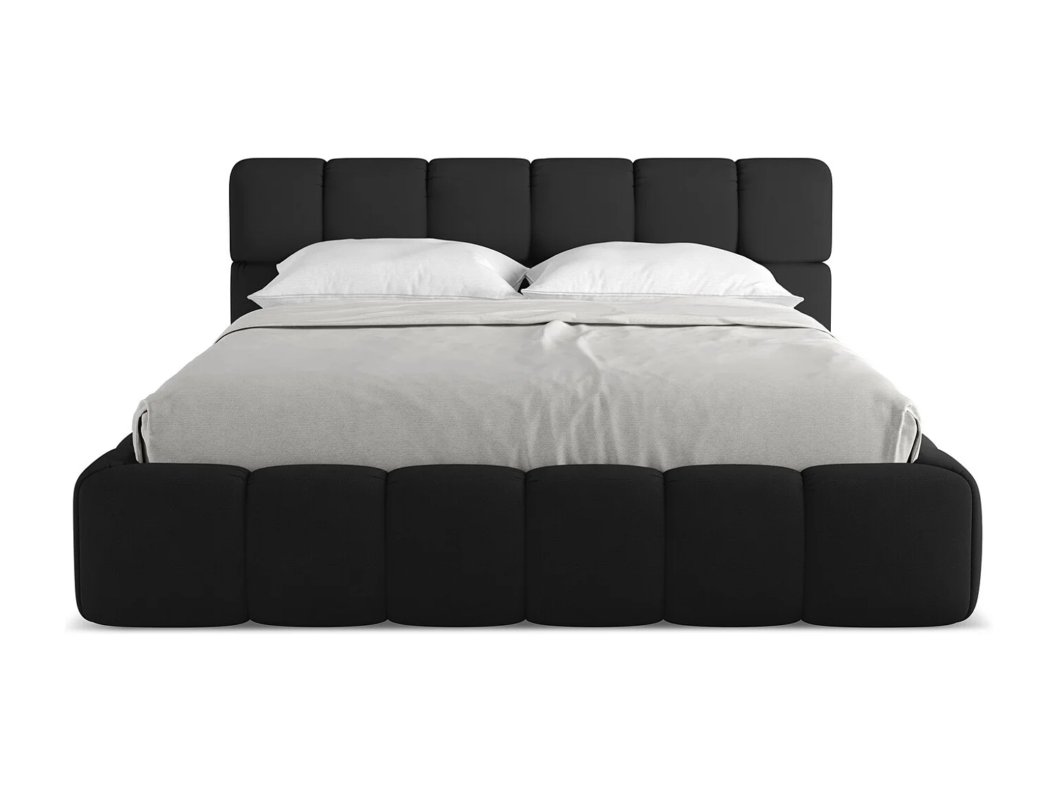 Lit coffre en tissu chenille 160 x 200 - noir - NALU