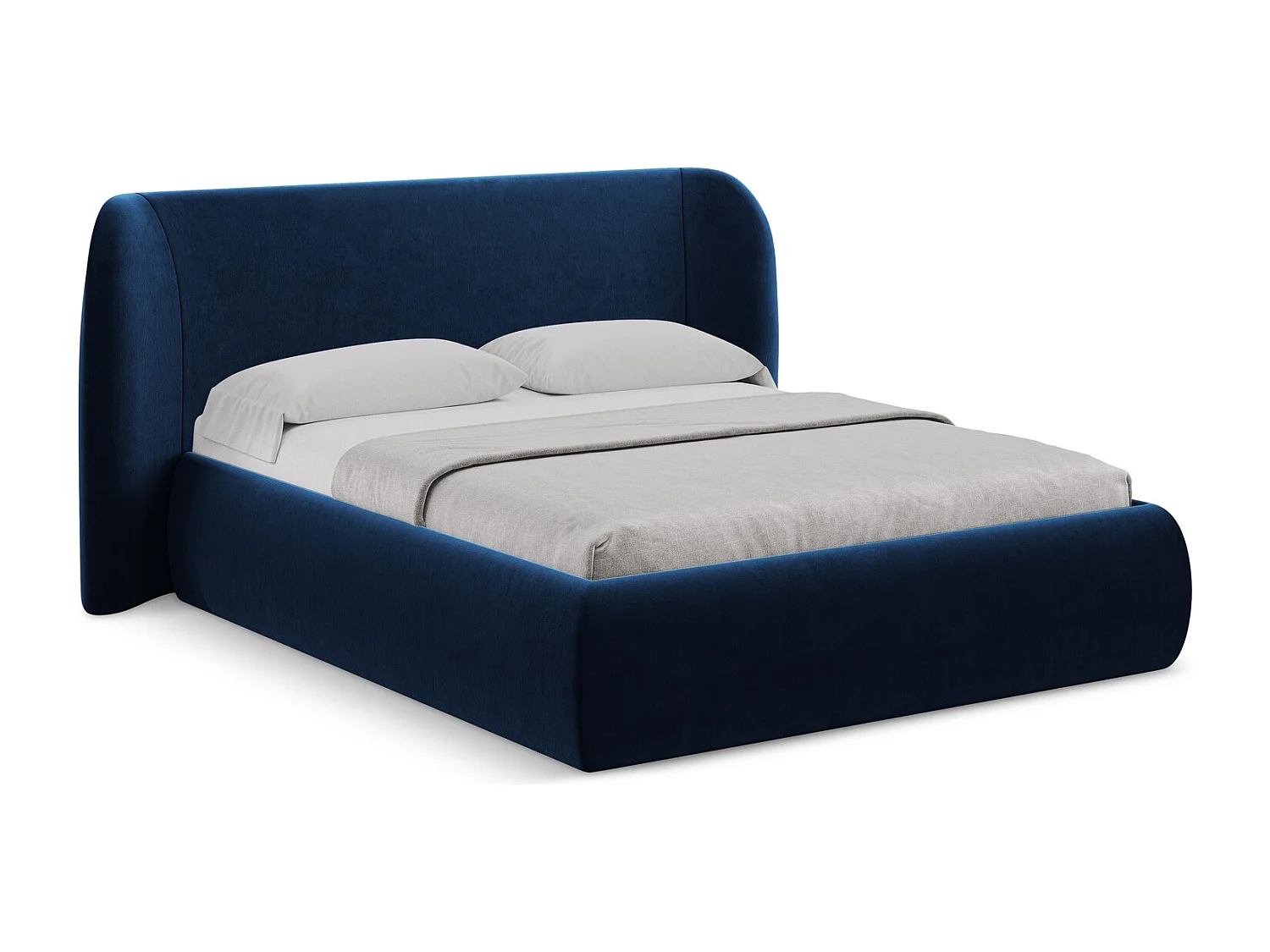 Bed met opbergruimte 190 x 215 - velours - koningsblauw - HAUKE
