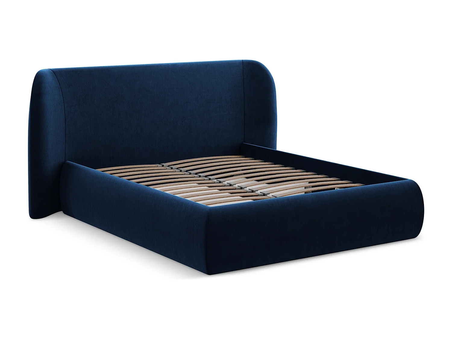 Bed met opbergruimte 190 x 215 - velours - koningsblauw - HAUKE