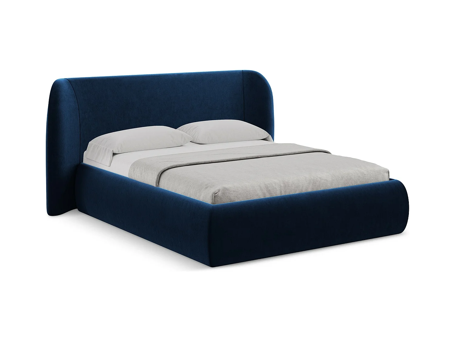 Lit coffre en velours 140 x 200 - bleu royal - HAUKE