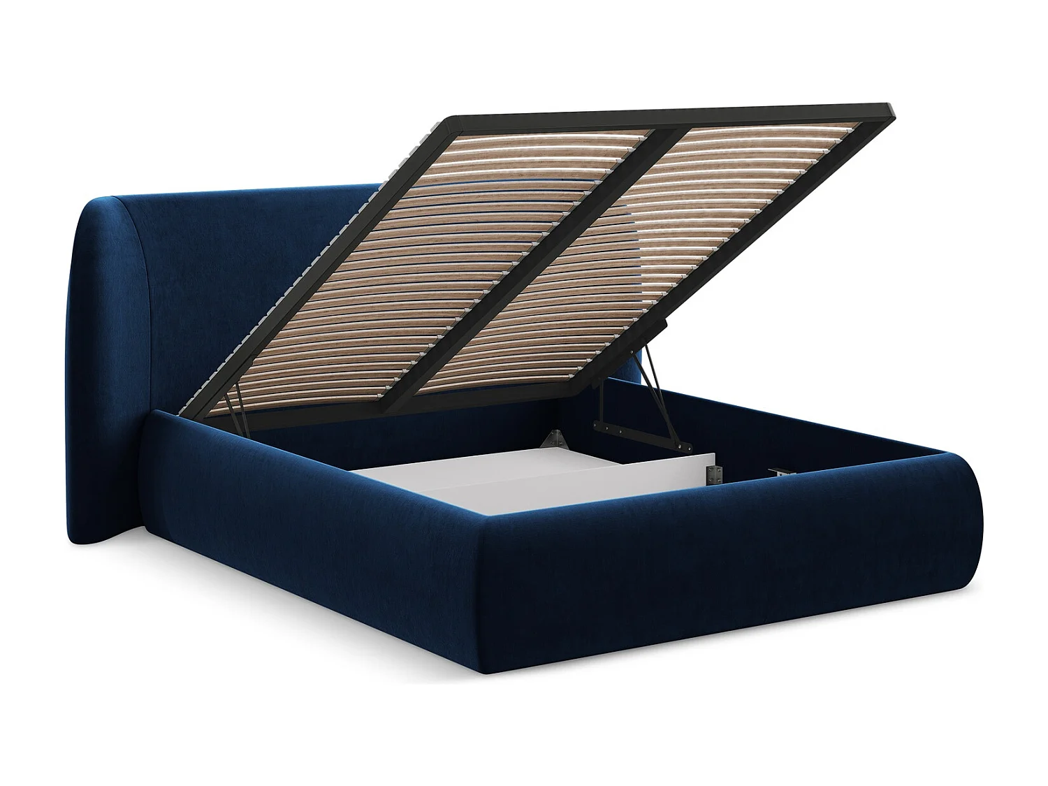 Lit coffre en velours 140 x 200 - bleu royal - HAUKE