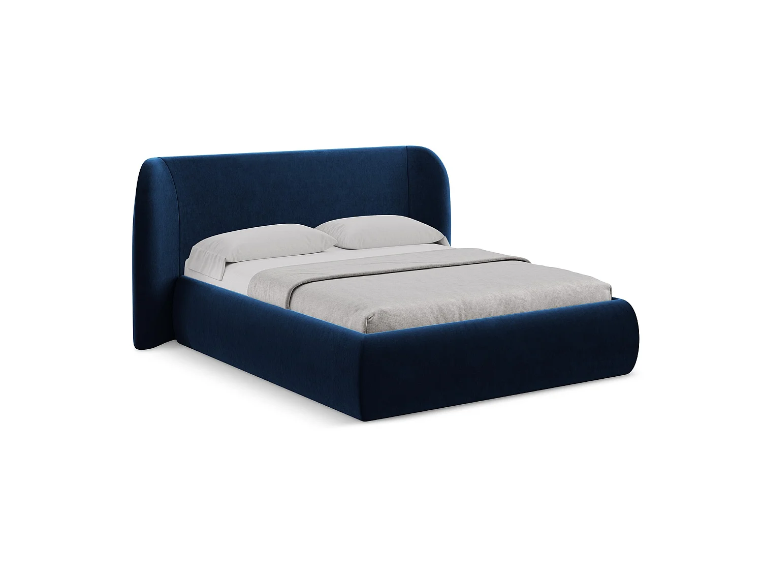 Lit coffre en velours 190 x 215 - bleu royal - TRIESTE