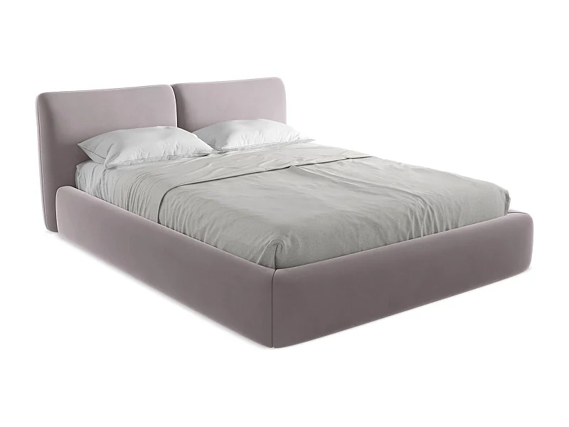 Bett mit Bettkasten - 180 x 228 - Samt - Grau - HOKU