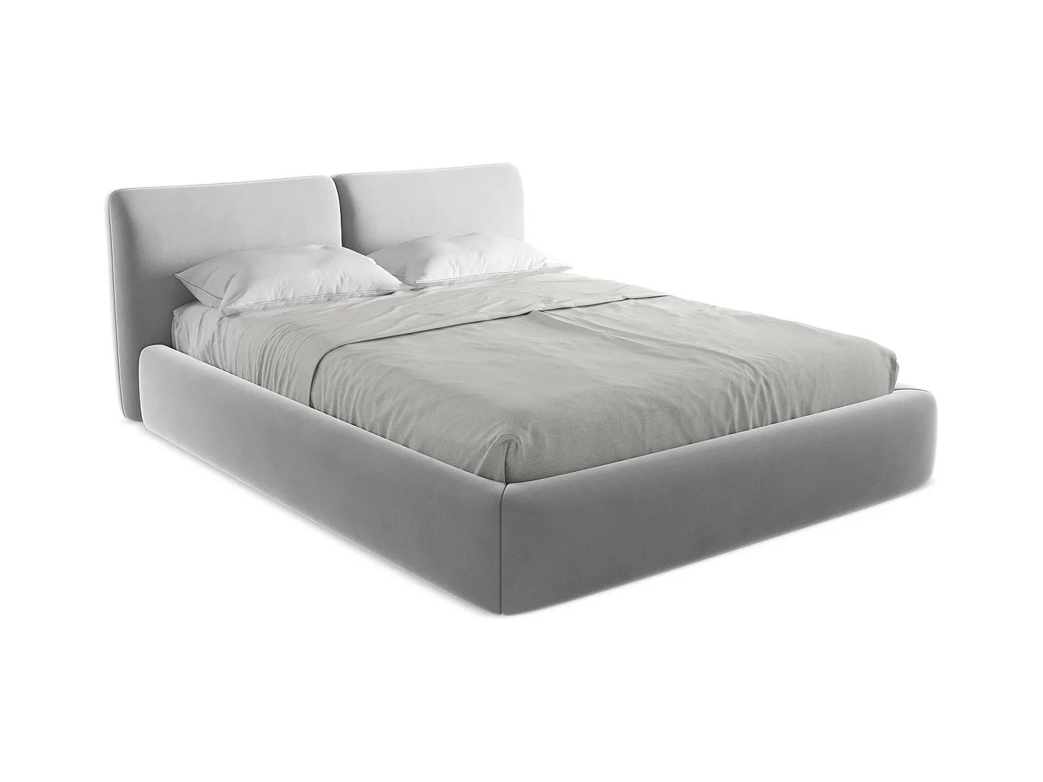 Bett mit Bettkasten - 180 x 228 - Samt - Grau - HOKU