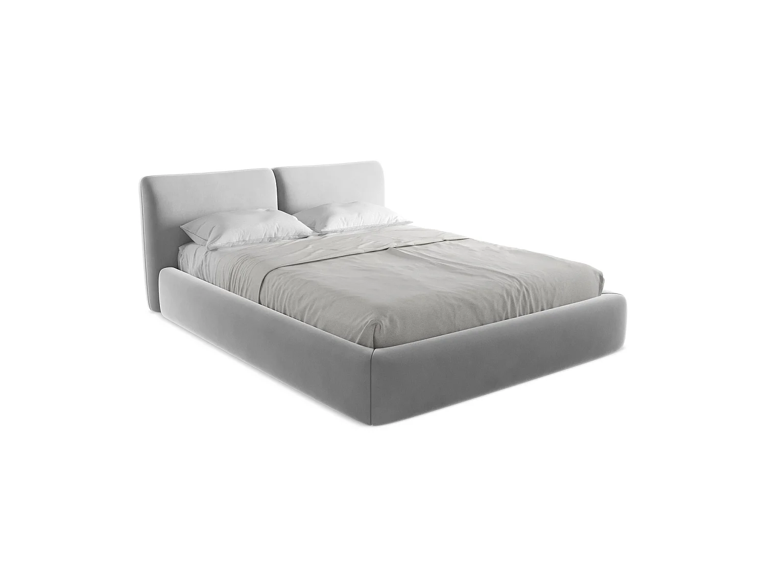 Lit coffre en velours 180 x 228 - gris - MILANO