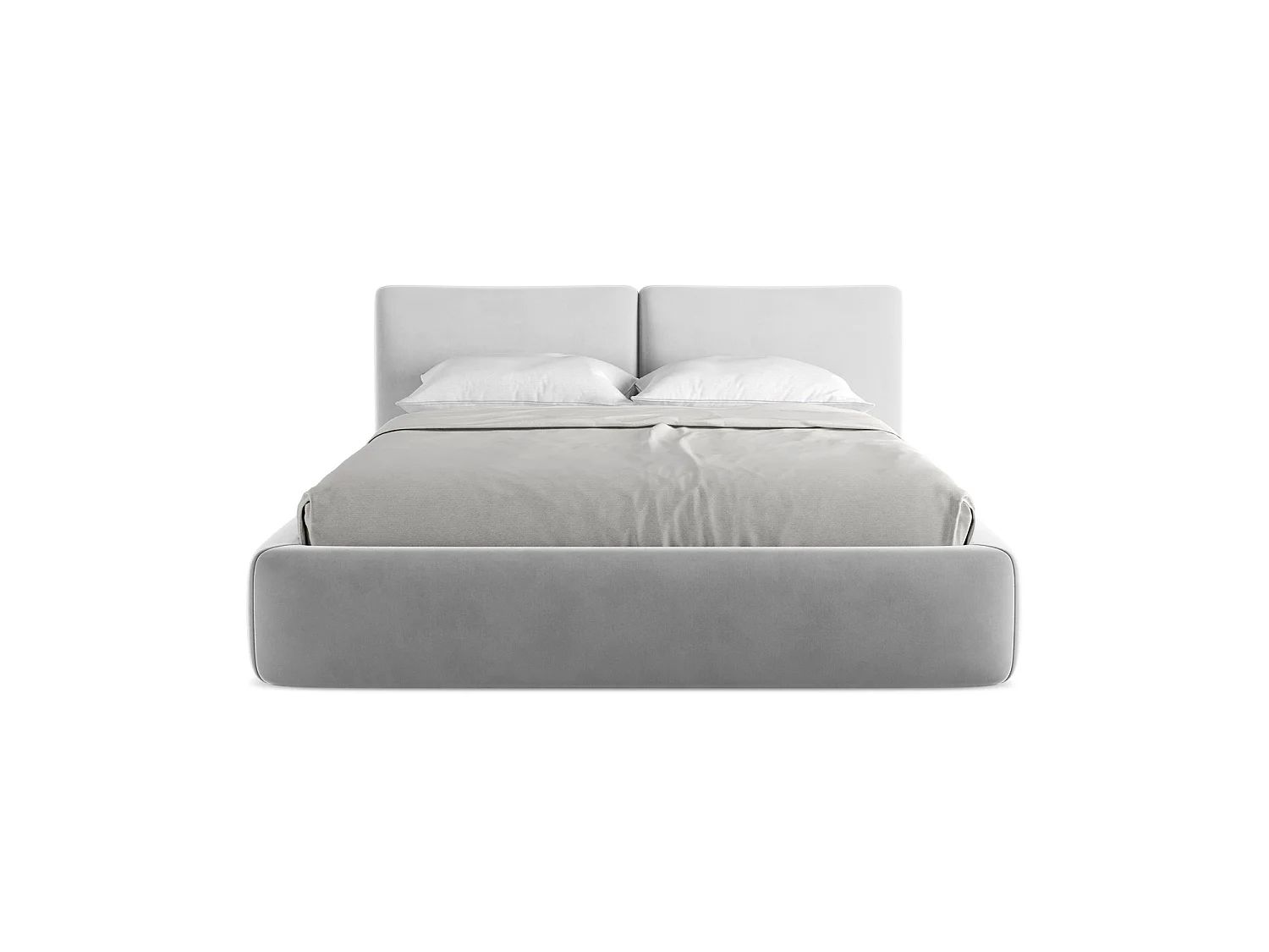 Lit coffre en velours 180 x 228 - gris - MILANO