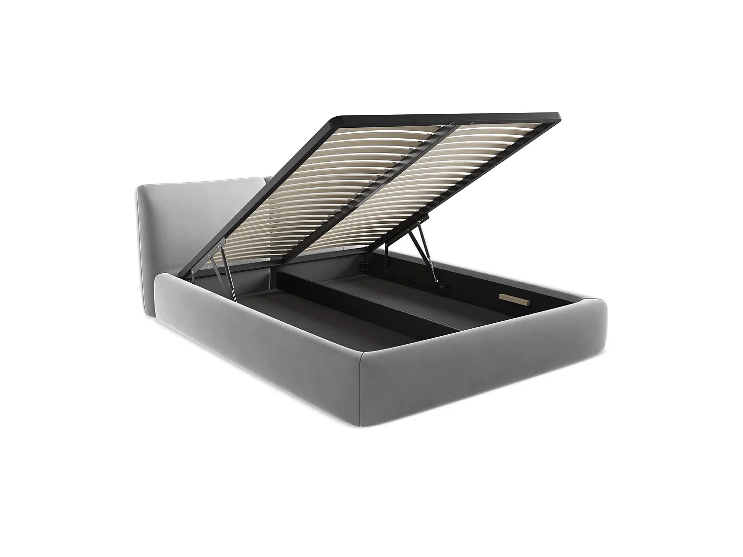 Lit coffre en velours 180 x 228 - gris - MILANO