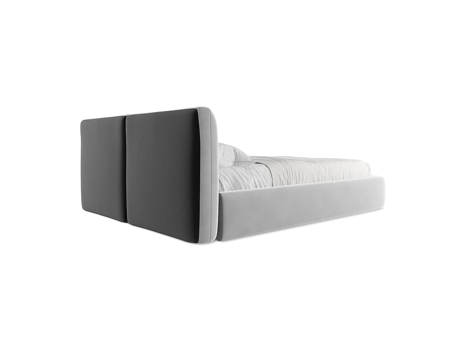 Lit coffre en velours 180 x 228 - gris - MILANO