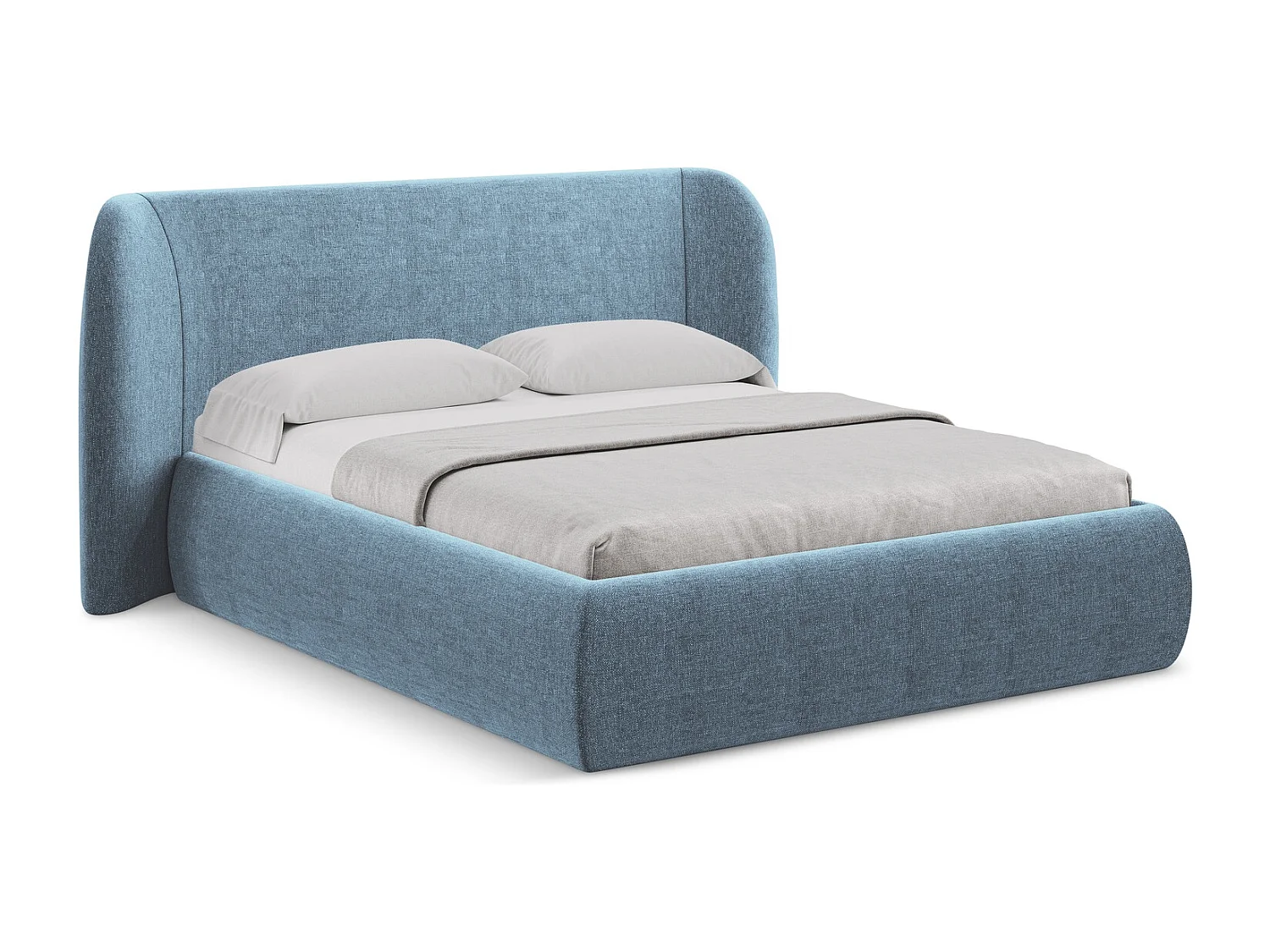 Bed met opbergruimte 190 x 215 - chenille stof - jeans - HAUKE