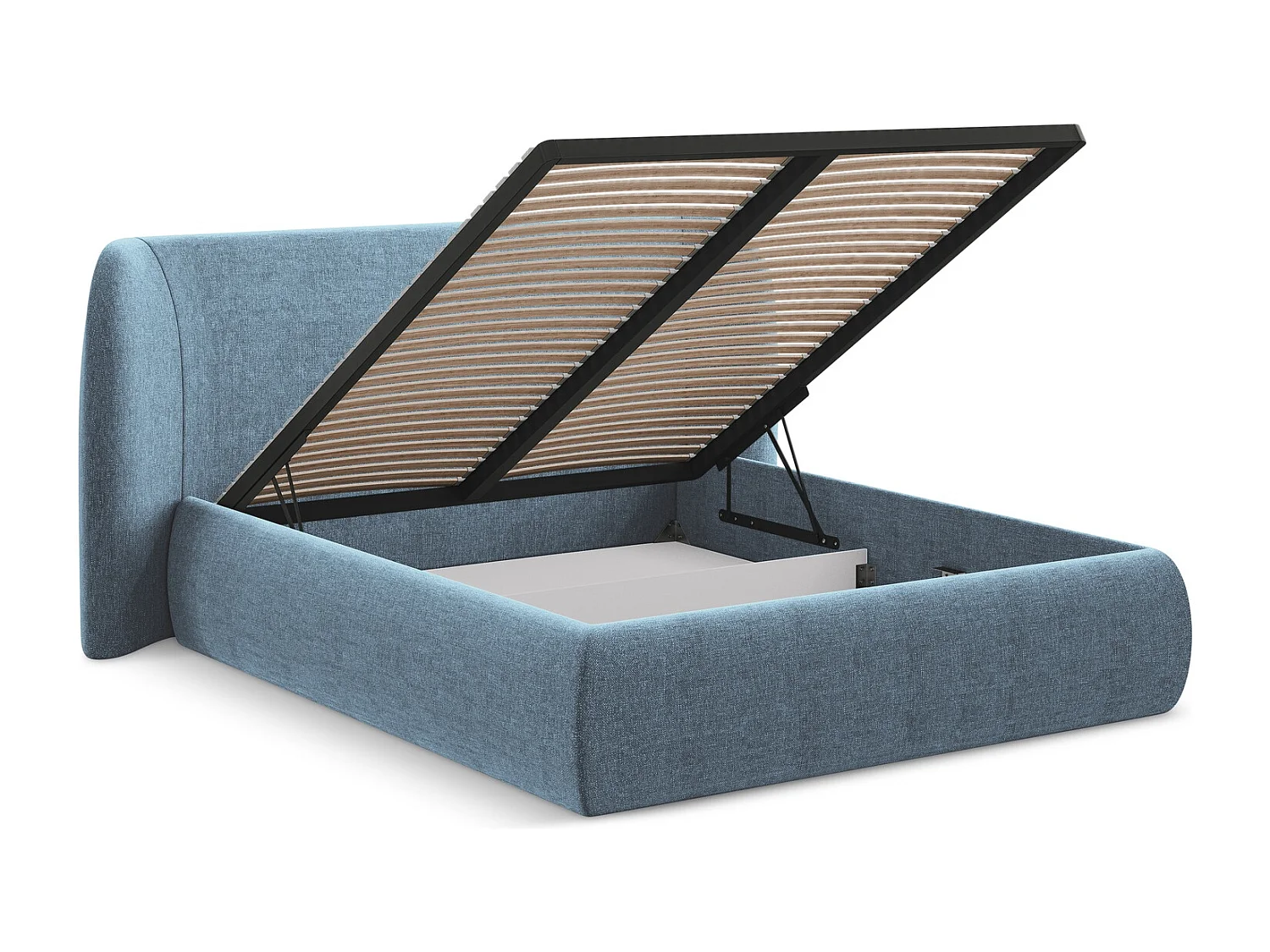 Bed met opbergruimte 190 x 215 - chenille stof - jeans - HAUKE