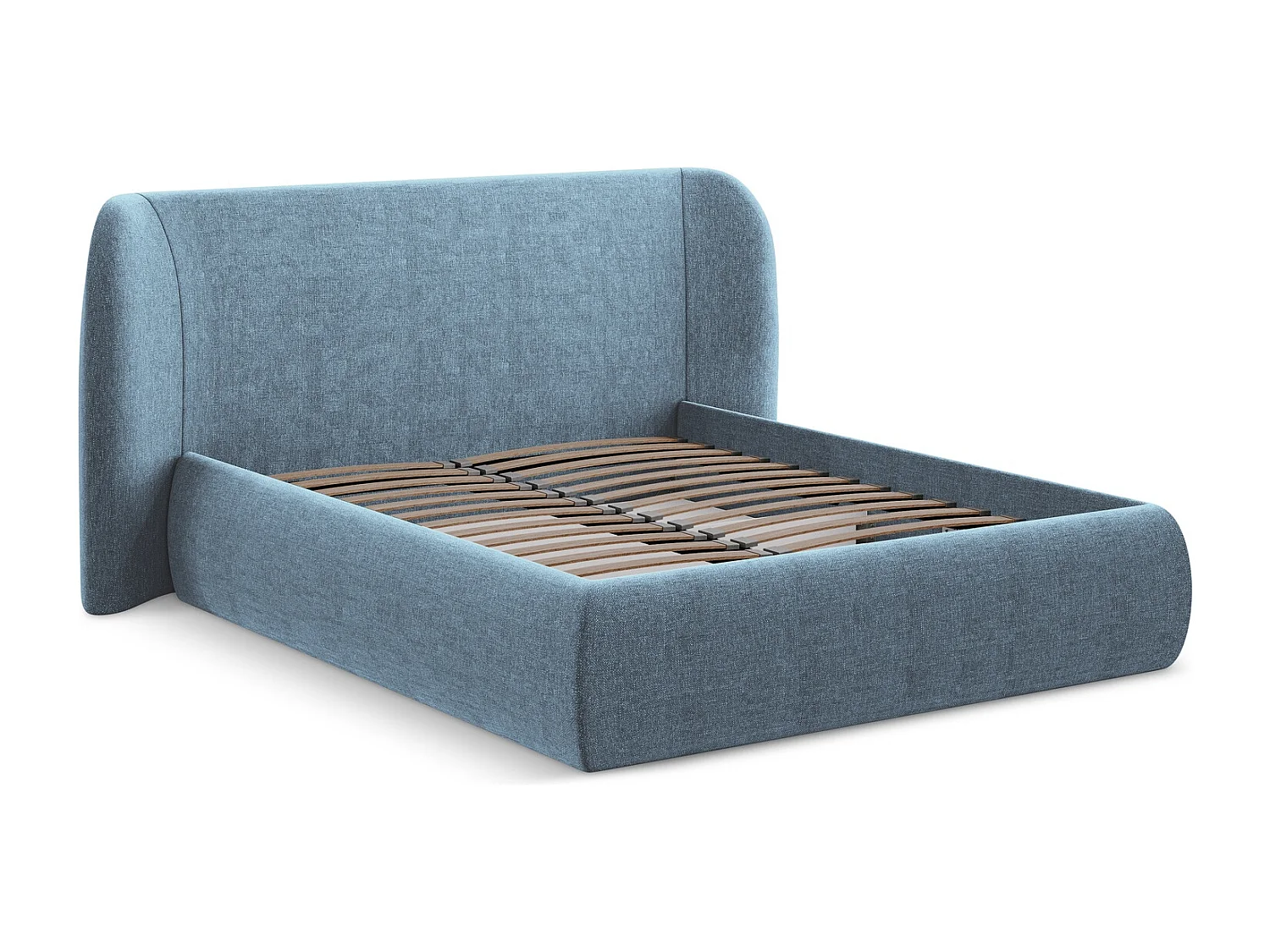 Bed met opbergruimte 190 x 215 - chenille stof - jeans - HAUKE