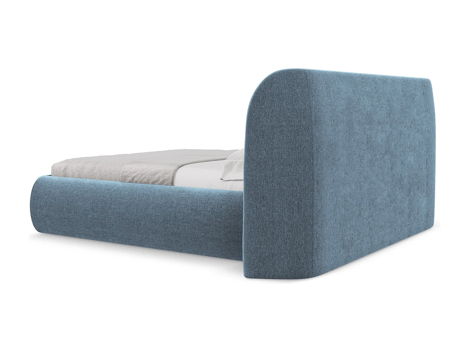 Bed met opbergruimte 190 x 215 - chenille stof - jeans - HAUKE