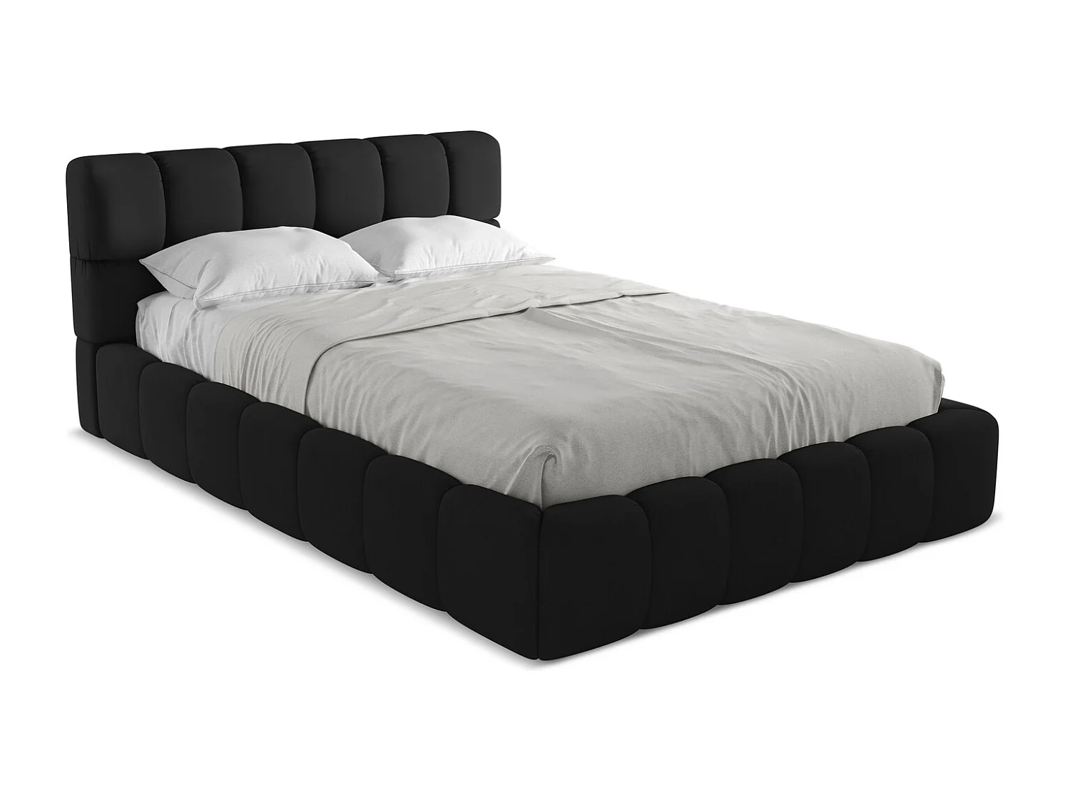 Lit coffre en tissu chenille 140 x 200 - noir - NALU