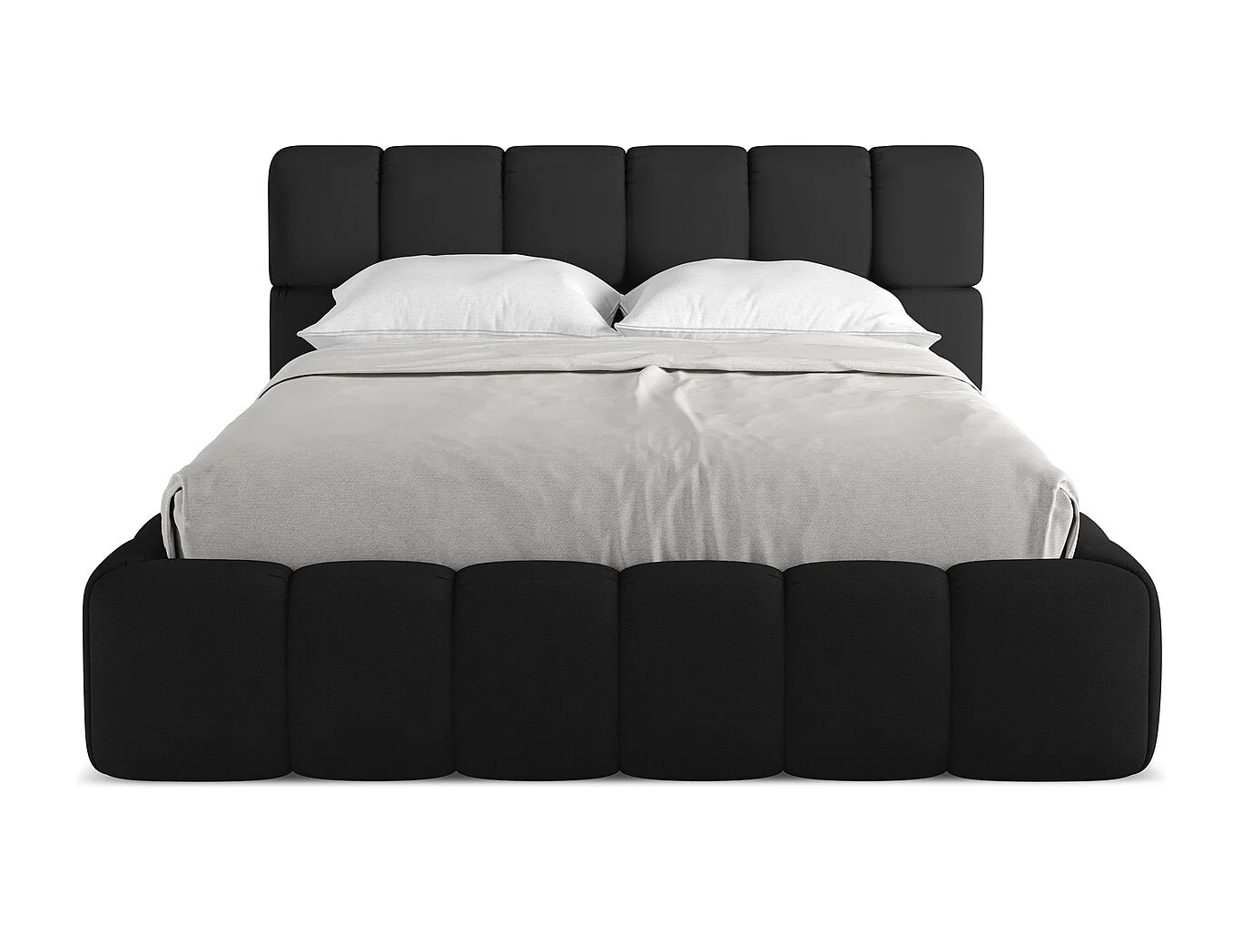 Lit coffre en tissu chenille 140 x 200 - noir - NALU