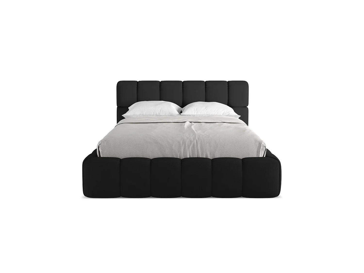 Lit coffre en tissu chenille 160 x 228 - noir - ROMA
