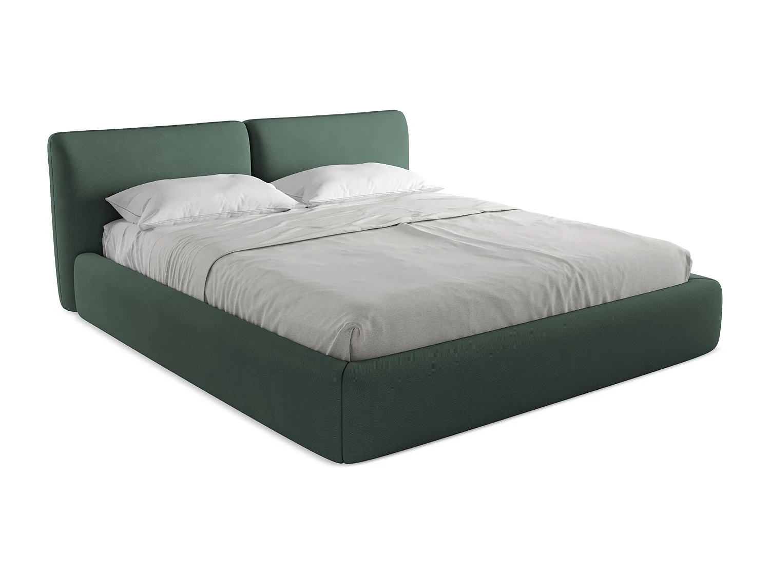 Lit coffre en tissu chenille 180 x 200 - vert - HOKU