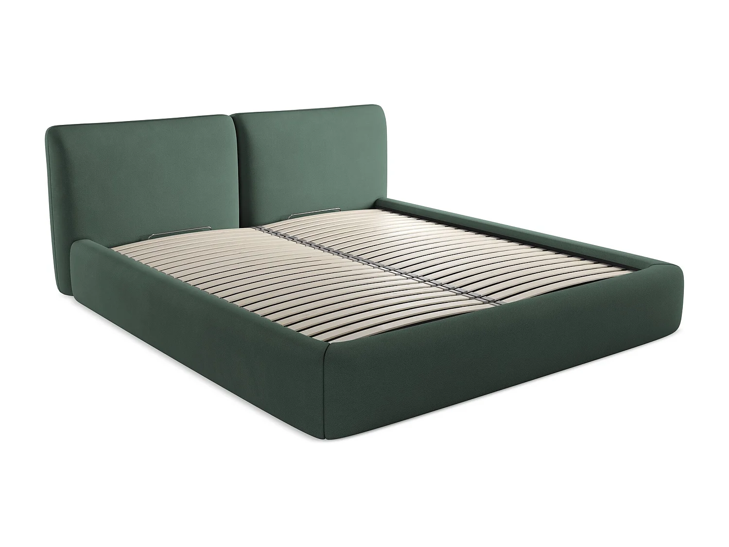 Lit coffre en tissu chenille 180 x 200 - vert - HOKU