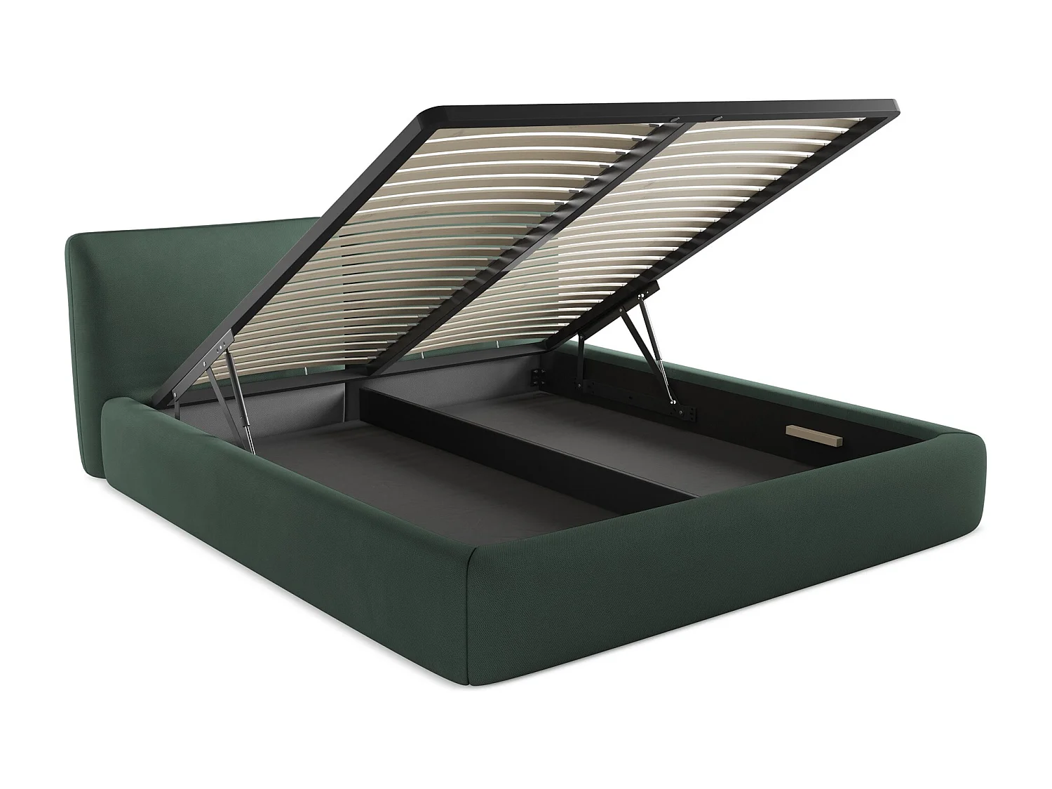 Lit coffre en tissu chenille 180 x 200 - vert - HOKU