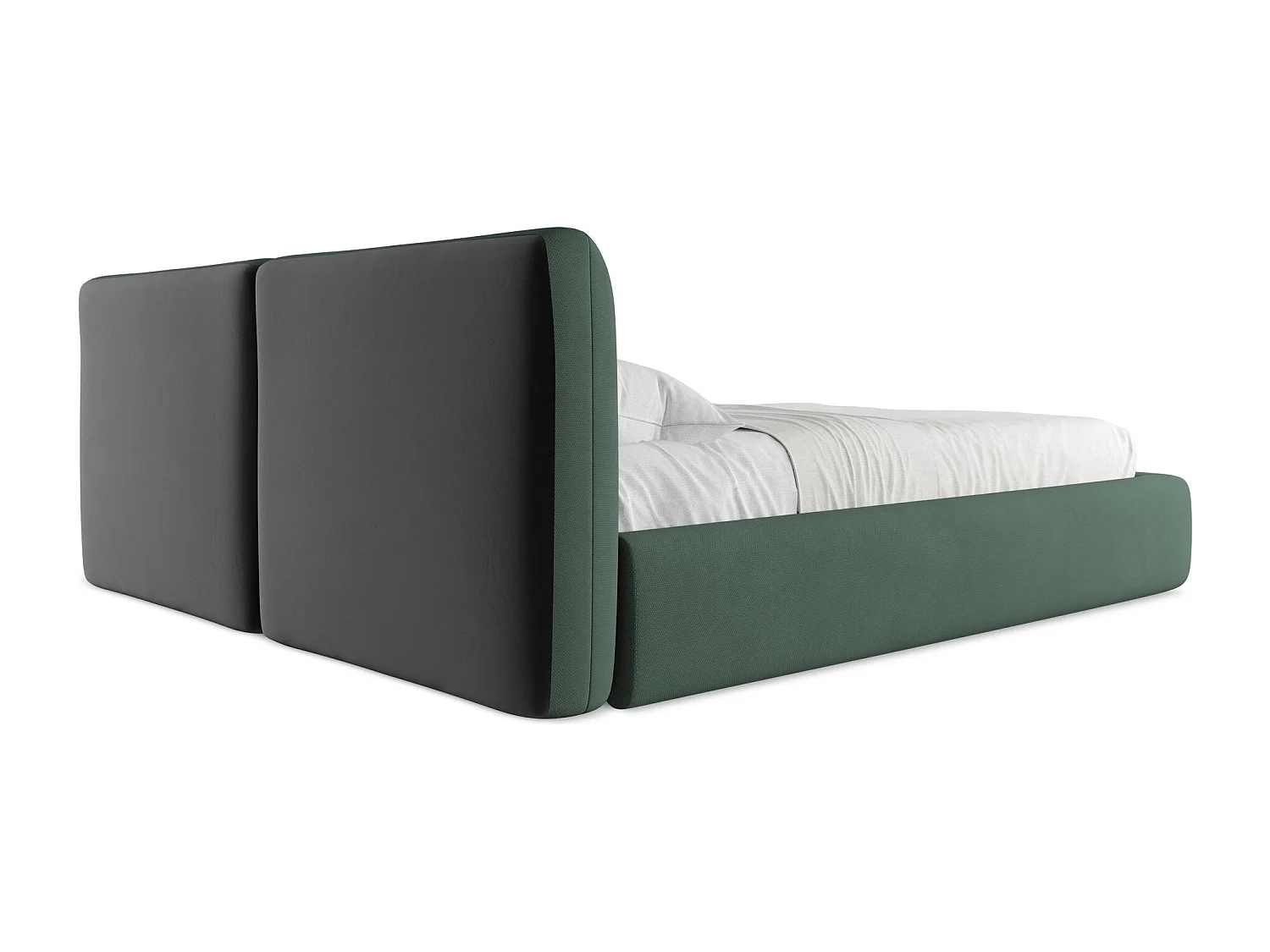 Lit coffre en tissu chenille 180 x 200 - vert - HOKU