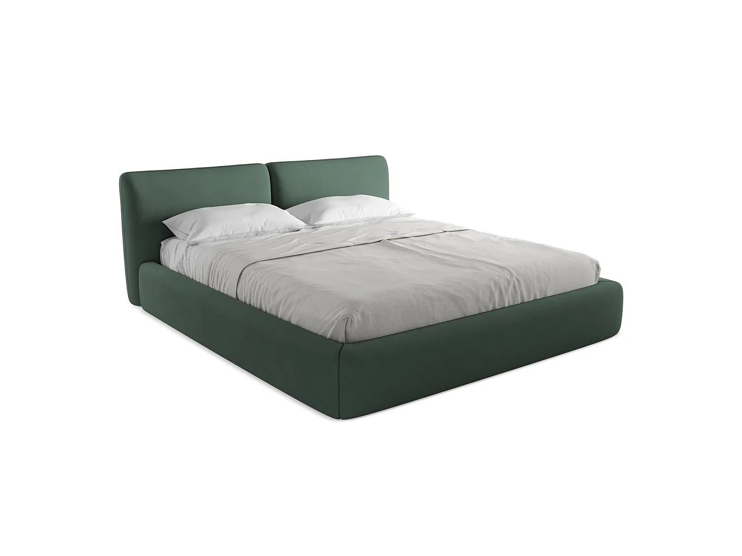 Lit coffre en tissu chenille 200 x 228 - vert - MILANO
