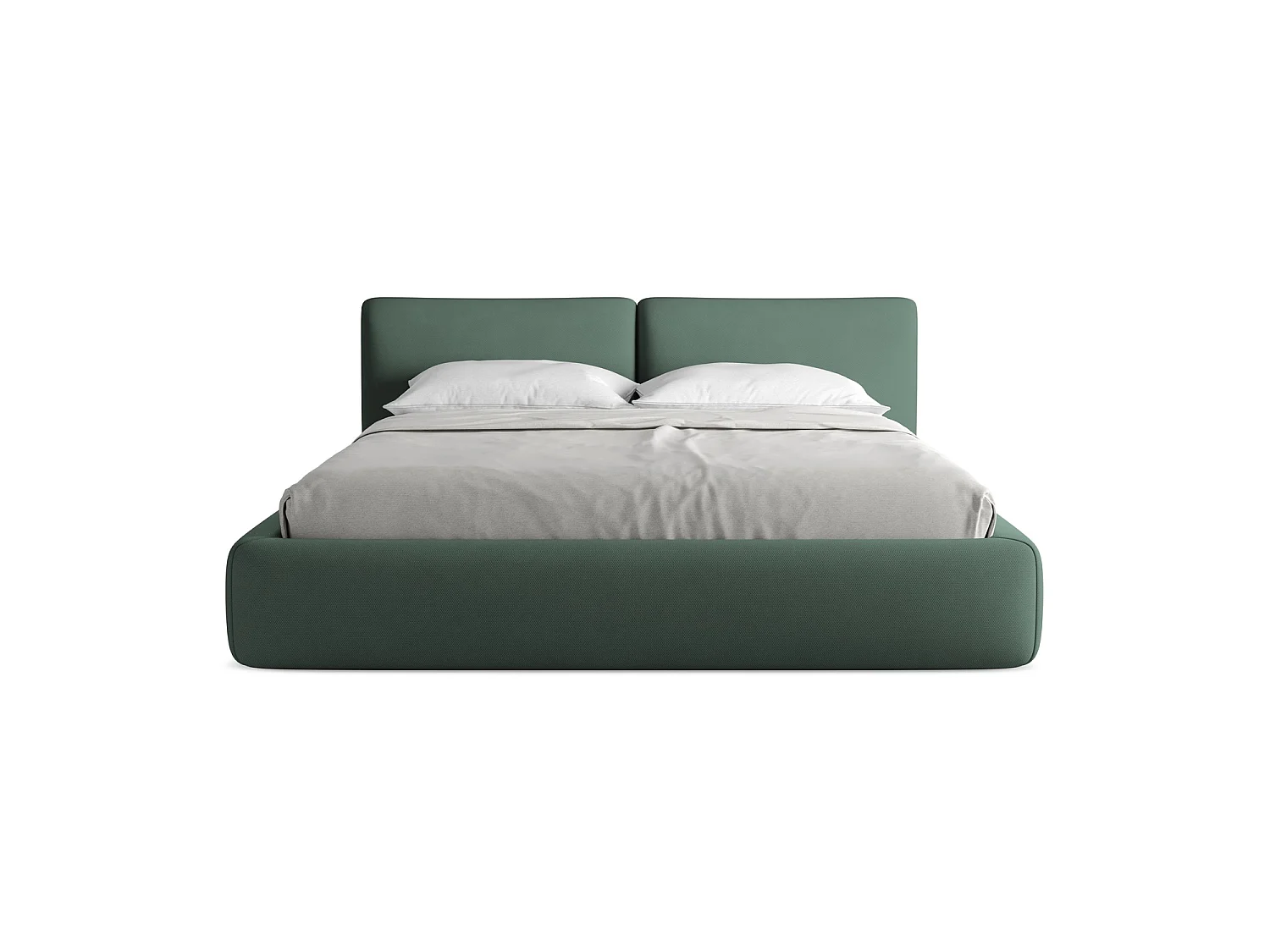 Lit coffre en tissu chenille 200 x 228 - vert - MILANO