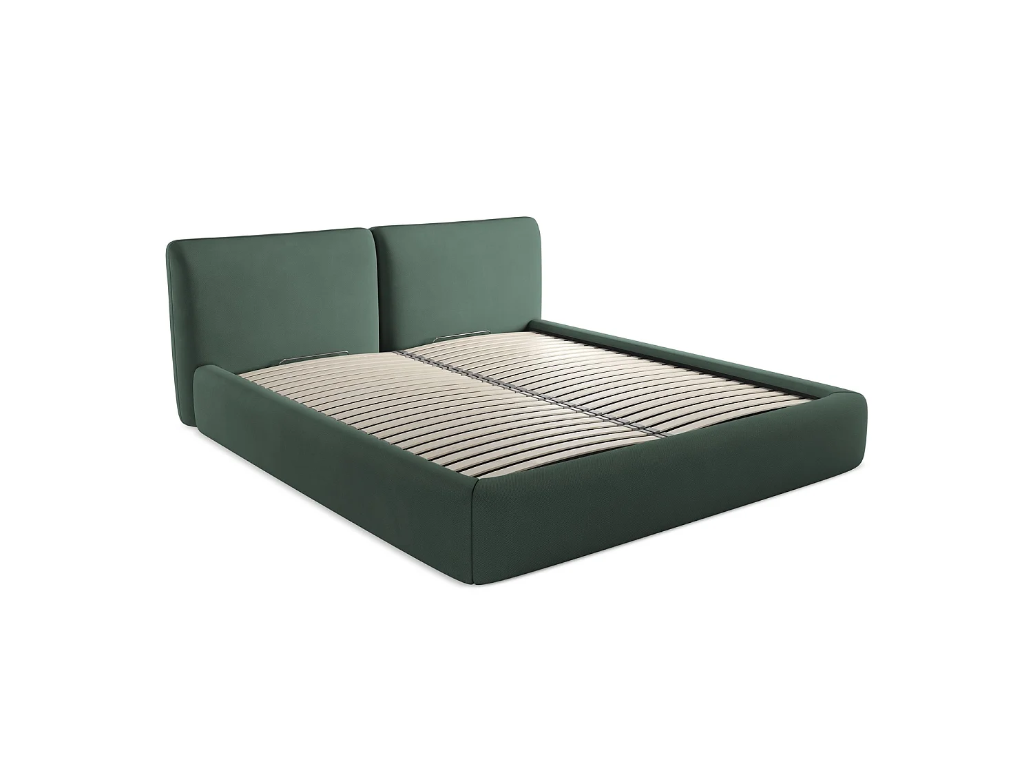 Lit coffre en tissu chenille 200 x 228 - vert - MILANO