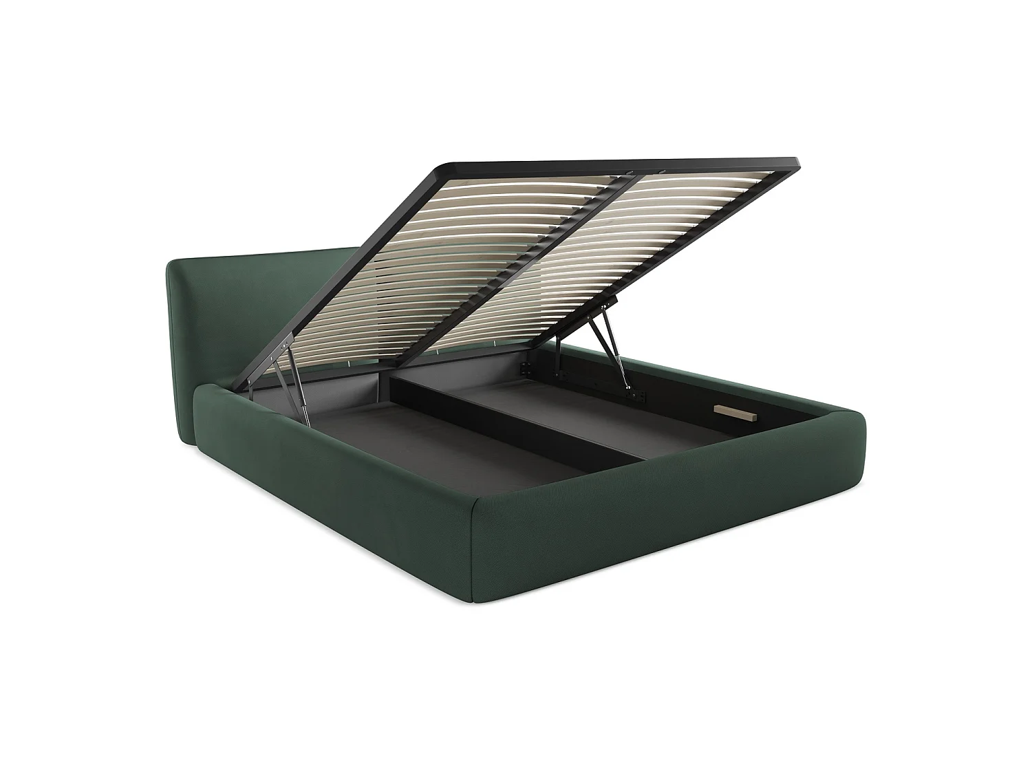 Lit coffre en tissu chenille 200 x 228 - vert - MILANO