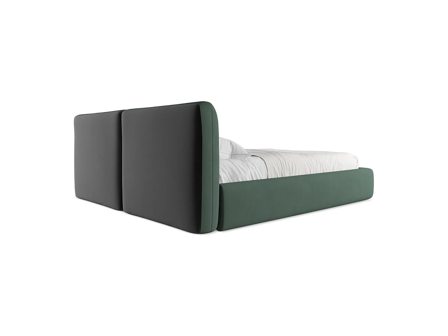 Lit coffre en tissu chenille 200 x 228 - vert - MILANO