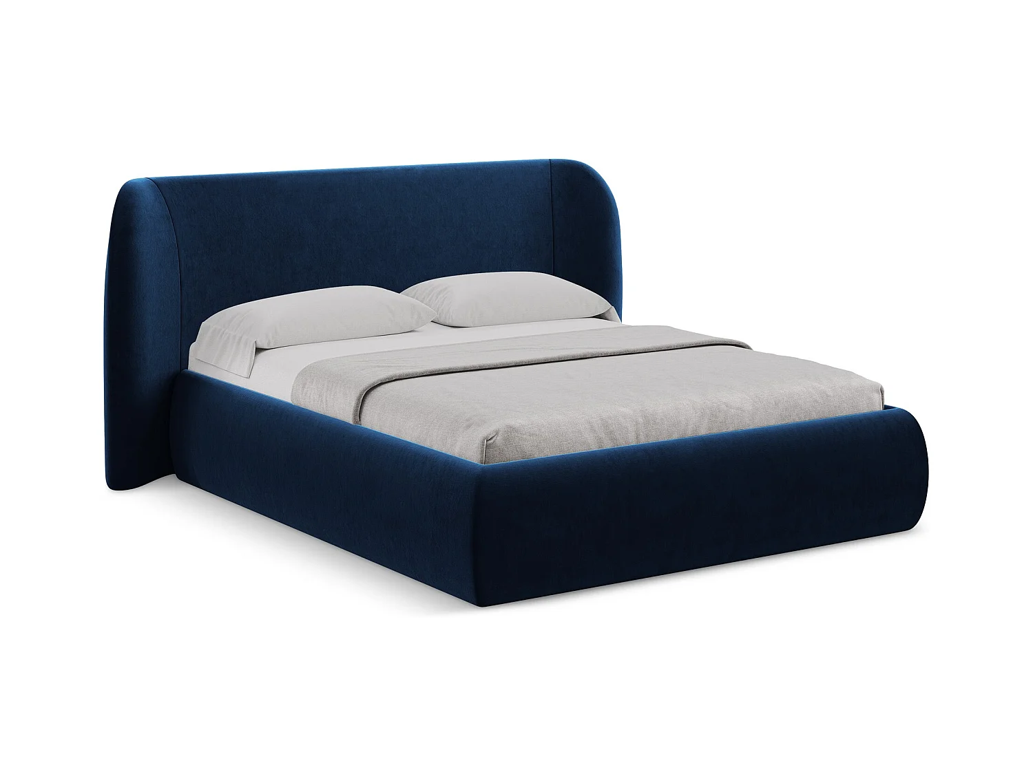 Lit coffre en velours 160 x 200 - bleu royal - HAUKE