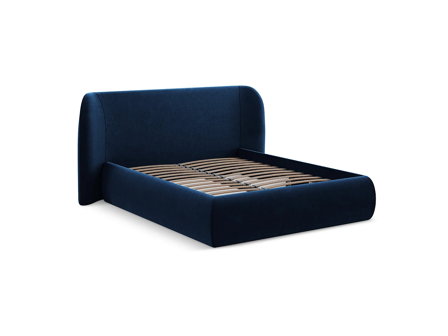 Bed met opbergruimte 210 x 215 - velours - koningsblauw - TRIESTE