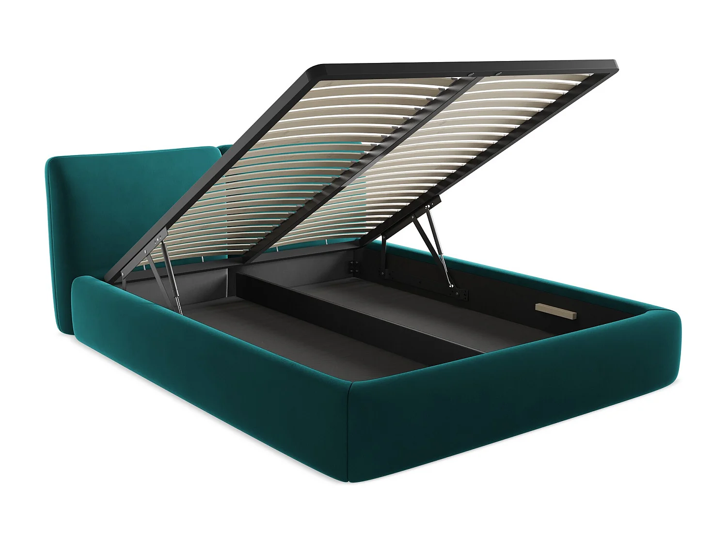 Bett mit Bettkasten - 180 x 228 - Samt - Marine - HOKU