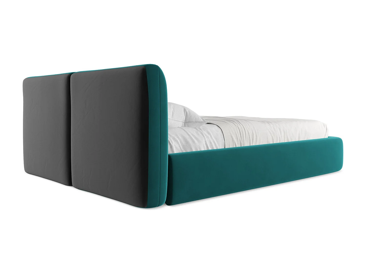 Lit coffre en velours 160 x 200 - marin - HOKU