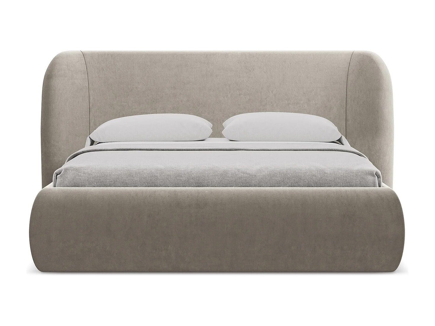 Cama con almacenaje de terciopelo - 140x200 cmHAUKE - gris pardo - HAUKE