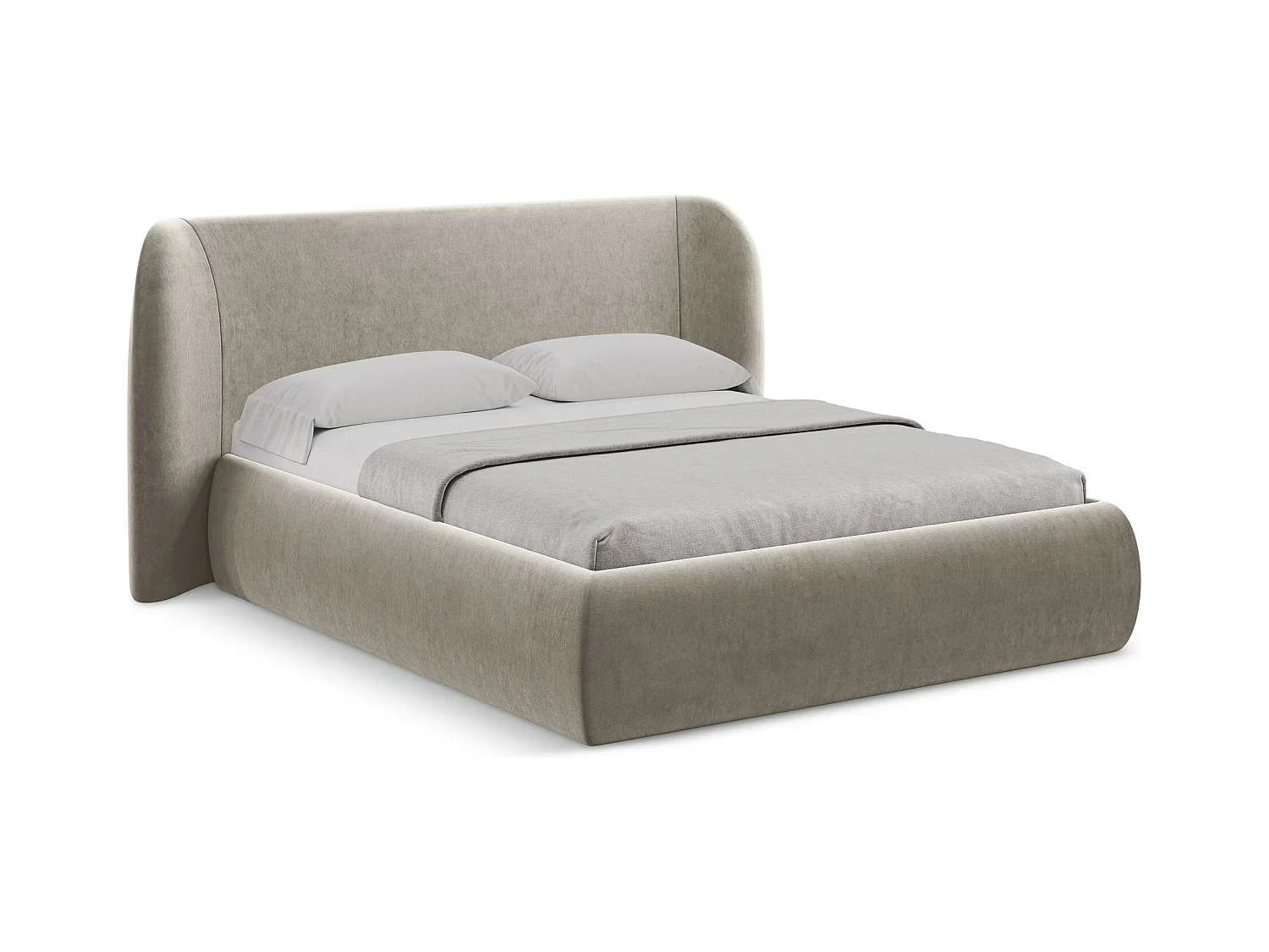 Lit coffre en velours 140 x 200 - taupe - HAUKE
