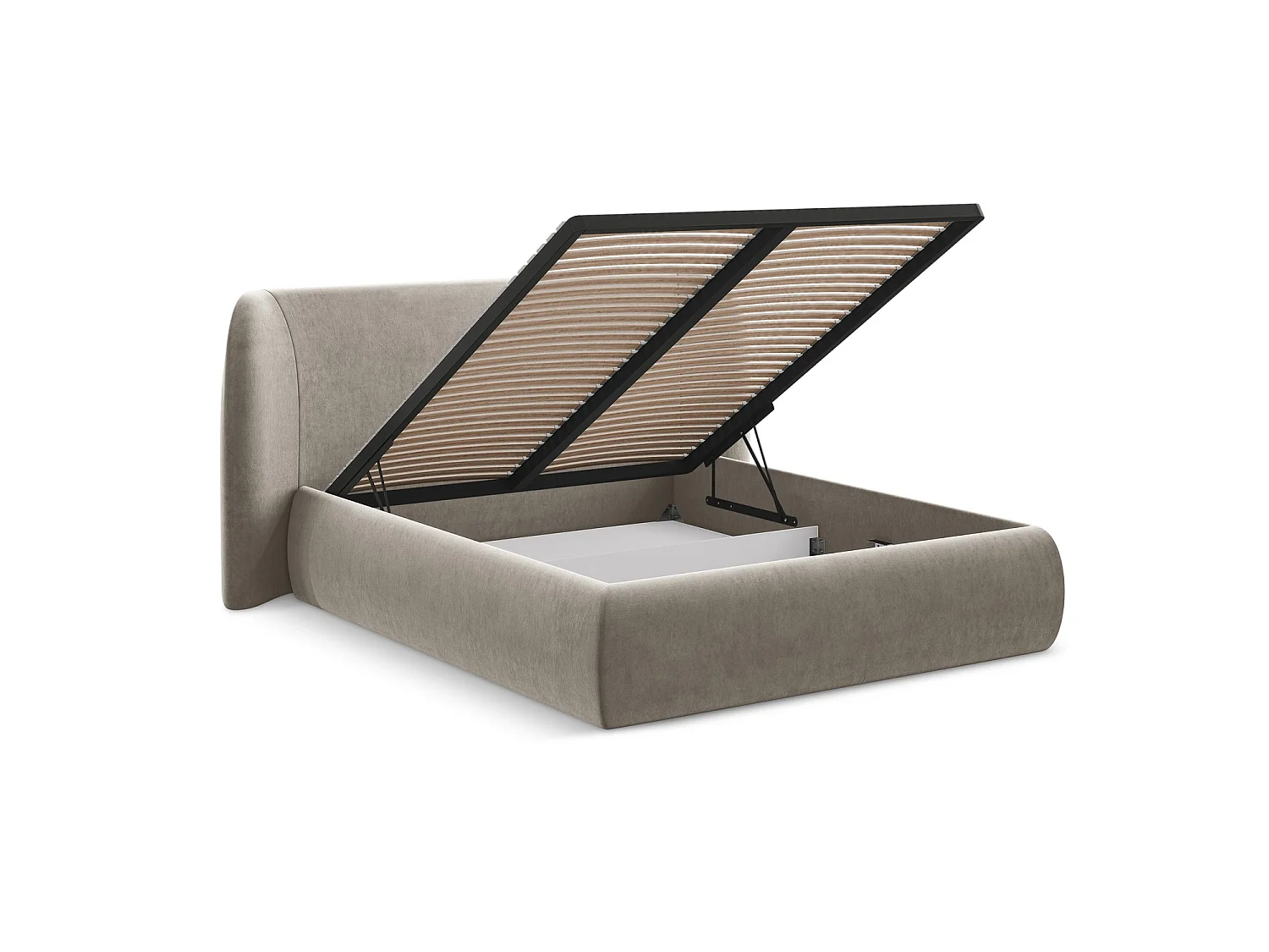 Lit coffre en velours 190 x 215 - taupe - TRIESTE