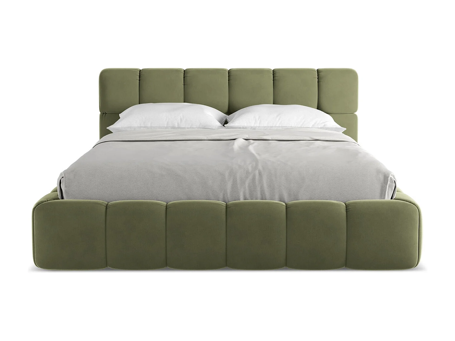 Bett mit Bettkasten - 180 x 228 - Samt - Olive - NALU