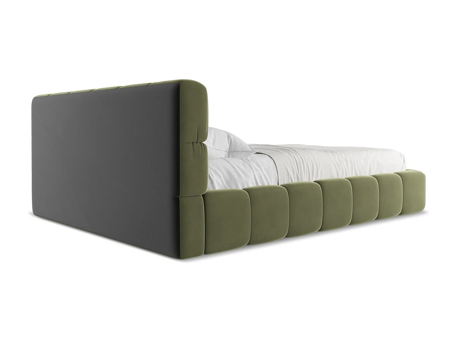 Bett mit Bettkasten - 180 x 228 - Samt - Olive - NALU