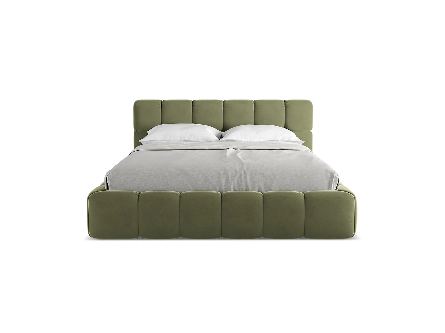 Bed met opbergruimte 180 x 228 - velours - olijf - ROMA