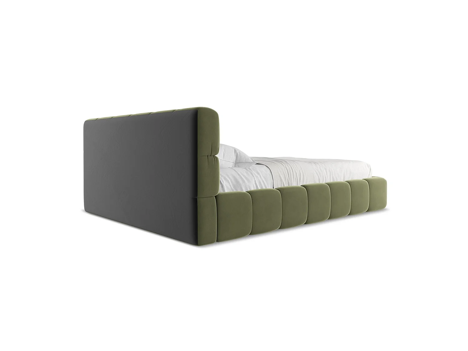 Bed met opbergruimte 180 x 228 - velours - olijf - ROMA