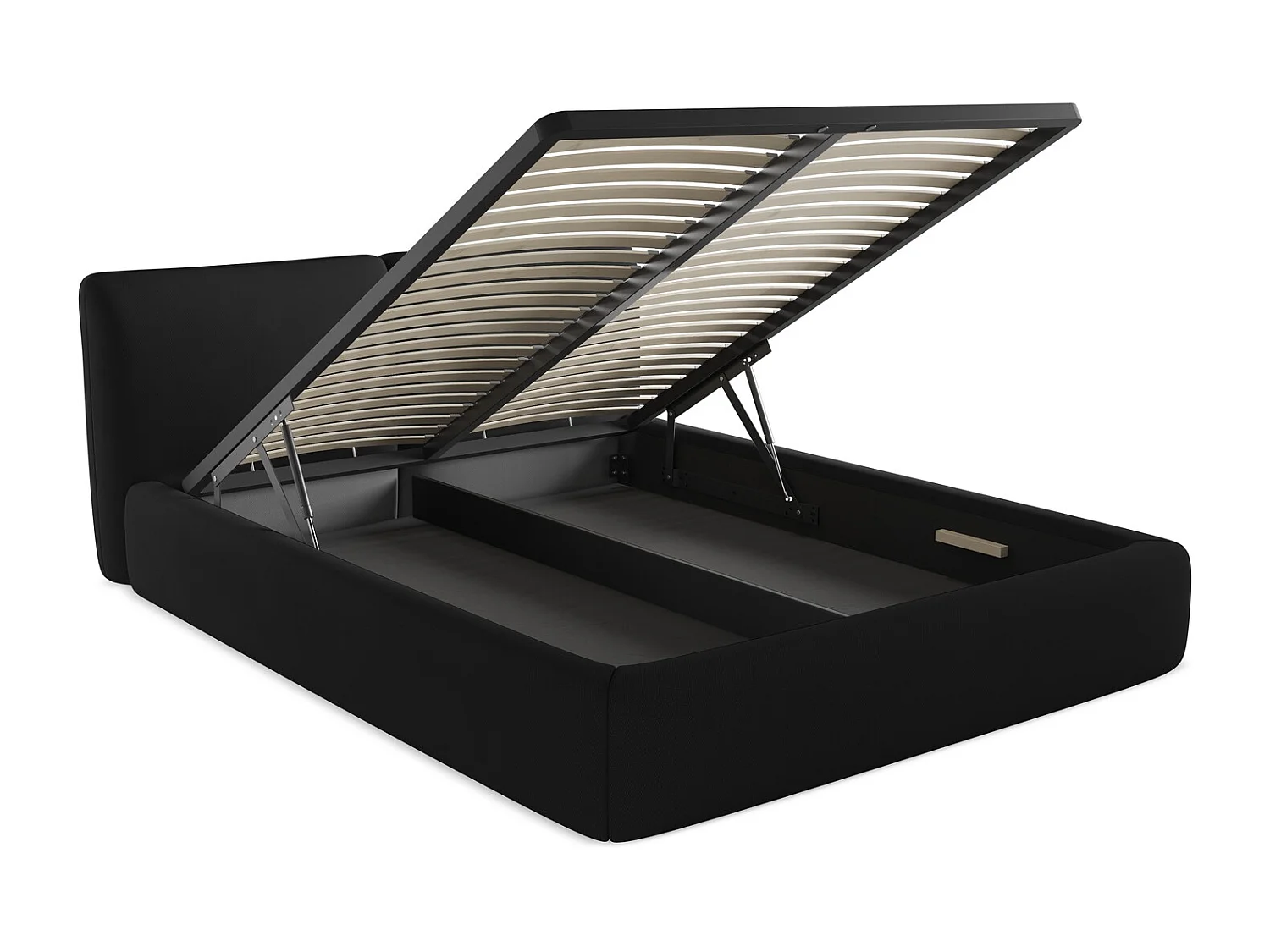 Łóżko 180 x 228 - z tkaniny szenilowej - czarny - HOKU